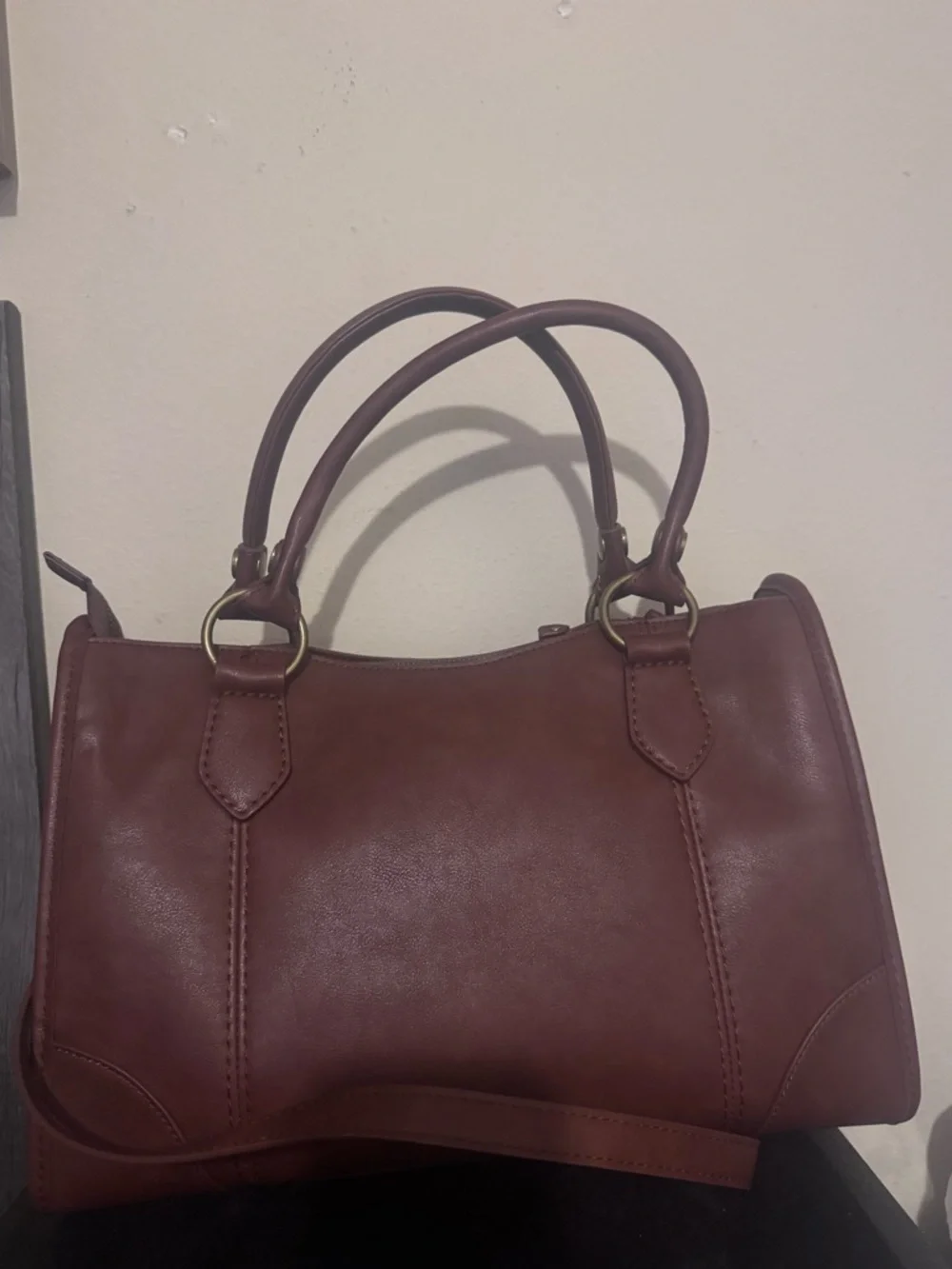 Frye Cognac Leather Satchel with Gold Hardware - Picture 2 of 4